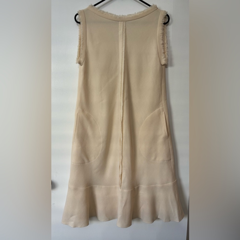 Amelia Toro Women Cream Wool Shift Sleeveless Dress Size 6 Career Graduation